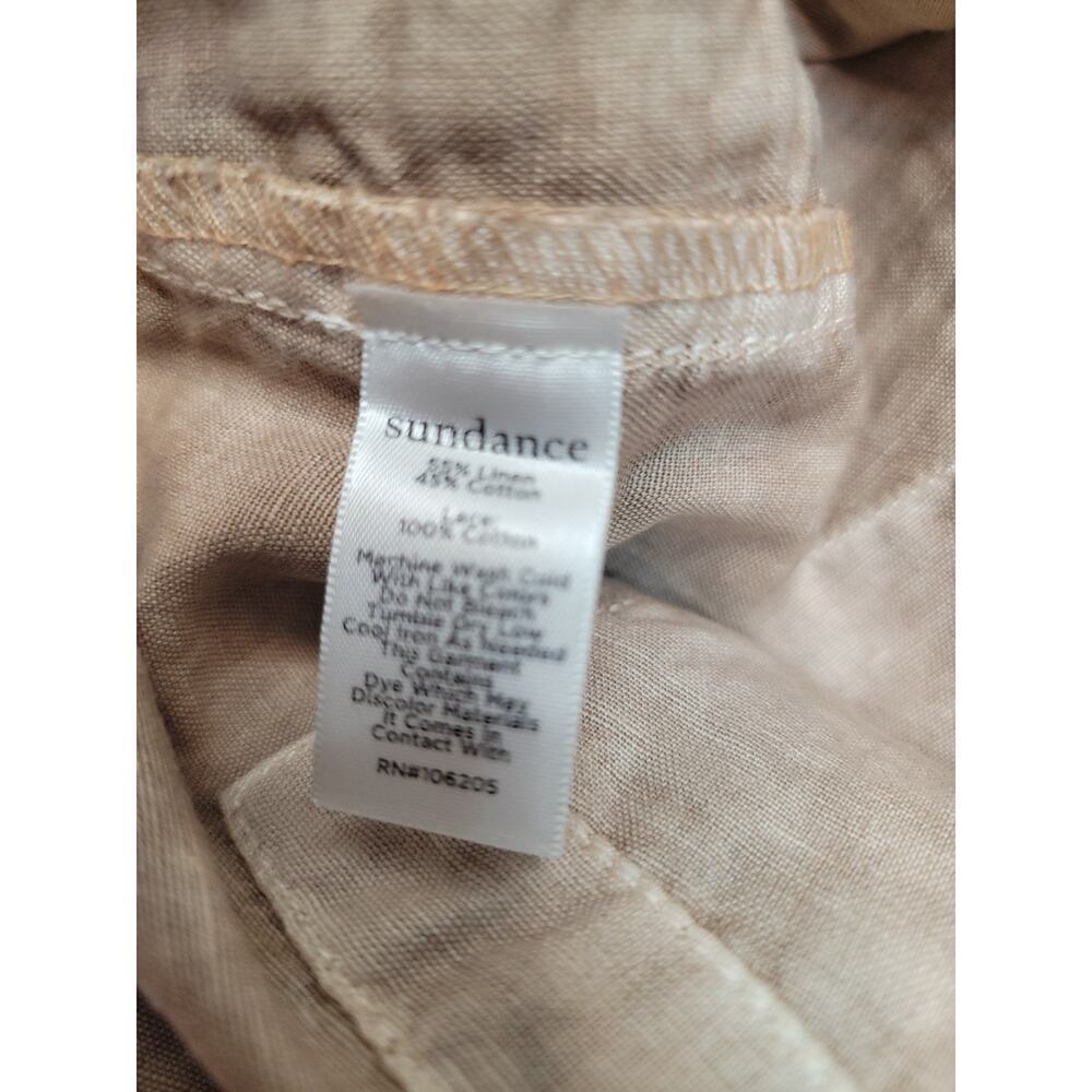 Sundance Pants Womens 6 Organia Lace Panel Linen Blend Relaxed Straight Bohemian - Picture 6 of 8